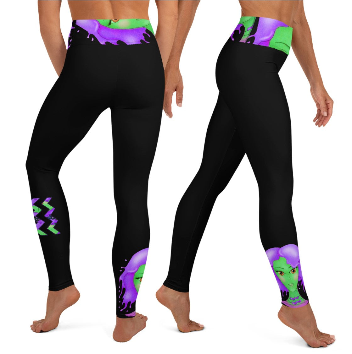 High Waist Leggings- Aquarius. Pale Sapphire Blue Yoga Pants. WickedYo.